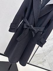 Okify MaxMara Black Long Hooded Belted Wool Coat - 3