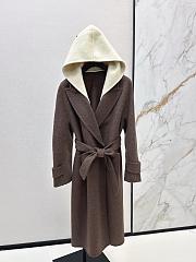 Okify MaxMara Brown Long Hooded Belted Wool Coat - 4