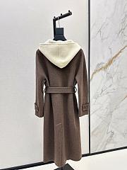 Okify MaxMara Brown Long Hooded Belted Wool Coat - 5