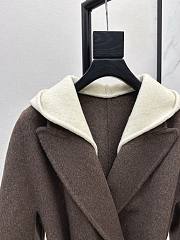 Okify MaxMara Brown Long Hooded Belted Wool Coat - 6