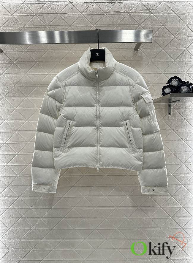 Okify Moncler White Stand Up Collar Down Jacket  - 1