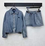 Okify Loewe Set Of Denim Jacket And Skirt - 6