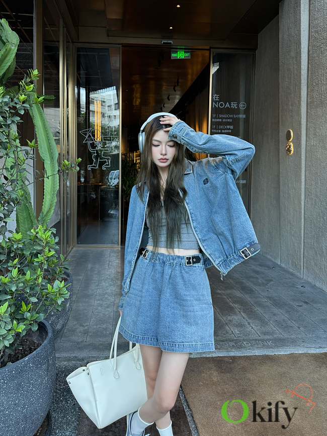 Okify Loewe Set Of Denim Jacket And Skirt - 1
