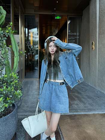 Okify Loewe Set Of Denim Jacket And Skirt