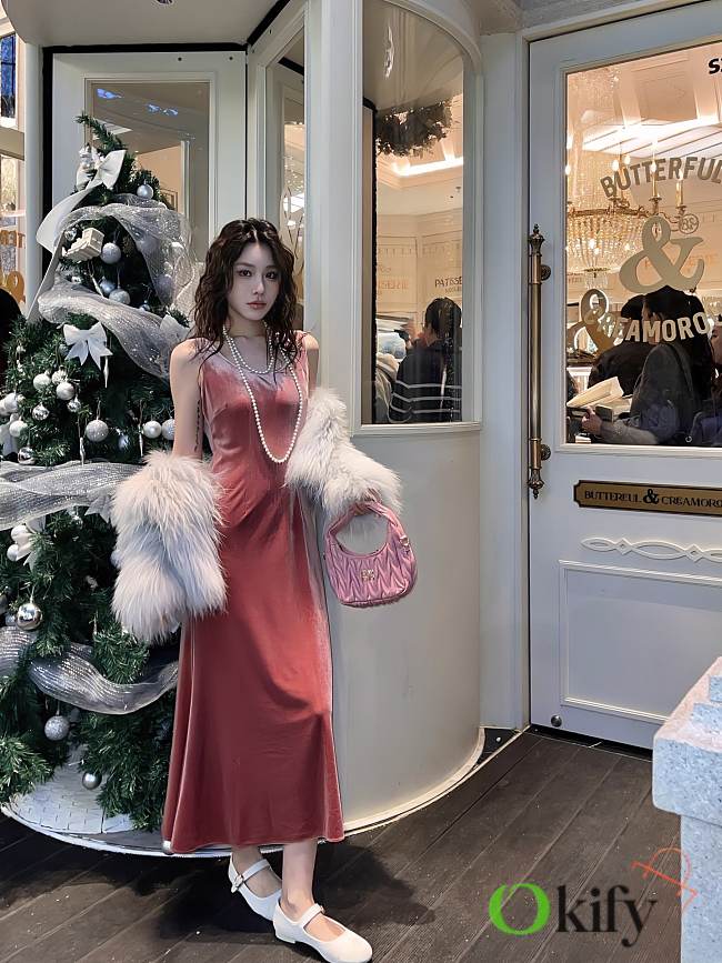 Okify YSL Pink Silk Sleeveless Dress - 1