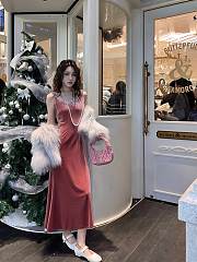 Okify YSL Pink Silk Sleeveless Dress - 1