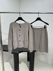 Okify MiuMiu Set Of Gray Wool Cardigan And Skirt - 3