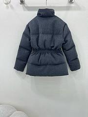 Okify Prada Gray Stand Up Collar Goose Down Jacket For Women - 3