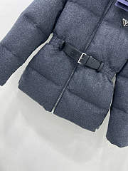 Okify Prada Gray Stand Up Collar Goose Down Jacket For Women - 4