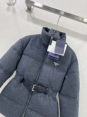 Okify Prada Gray Stand Up Collar Goose Down Jacket For Women - 6