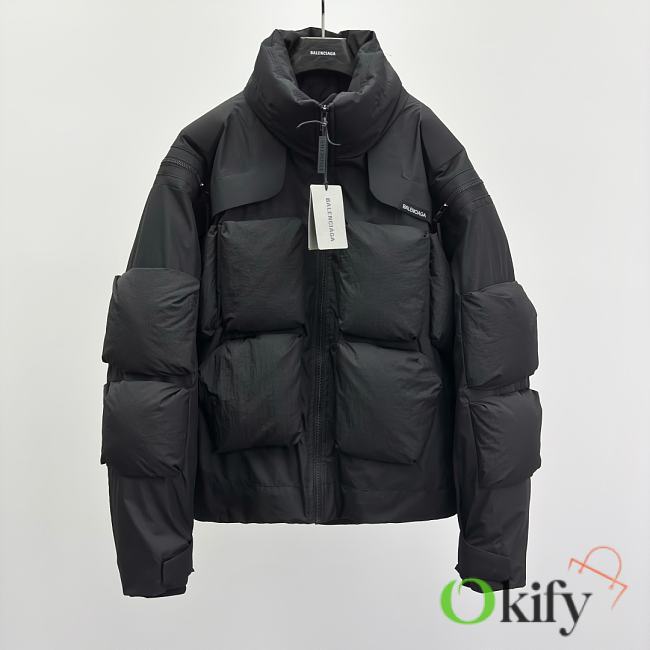 Okify Balenciaga Black Nylon Down Jacket  - 1