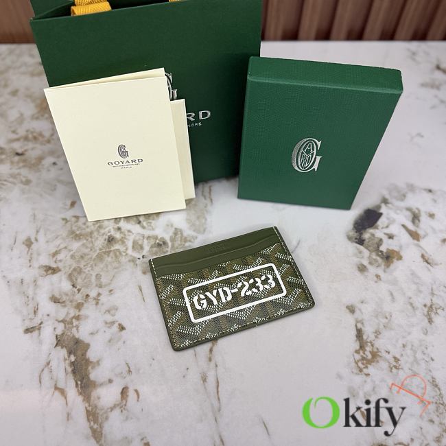 Okify Goyard Saint Sulpice Army Green GYD-233 Card Holder 10x7cm - 1