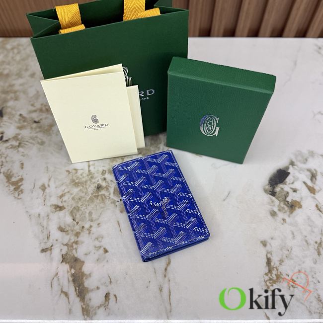 Okify Goyard Saint Pierre Blue Bifold Card Holder 11x7.5x2cm - 1