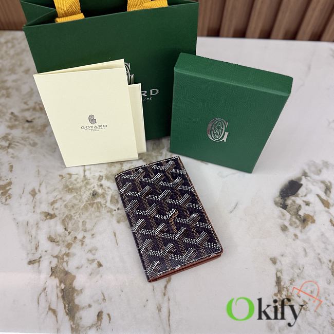 Okify Goyard Saint Pierre Black And Brown Bifold Card Holder 11x7.5x2cm - 1