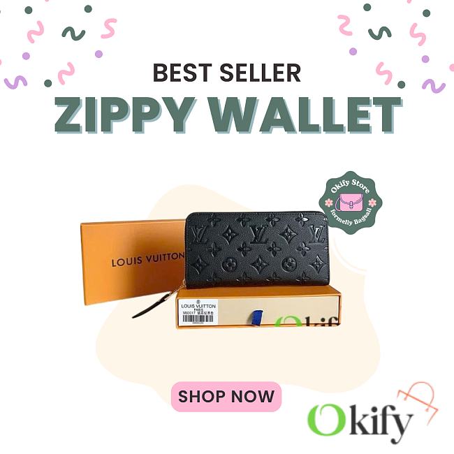Okify Louis Vuitton Zippy Black Wallet M61864 19cm - 1