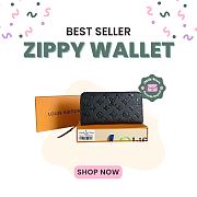 Okify Louis Vuitton Zippy Black Wallet M61864 19cm - 1