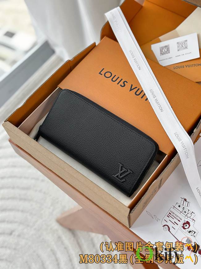 Okify Louis Vuitton Black Zippy Horizontal Aerogram Wallet M80334 21x10x2.5cm - 1