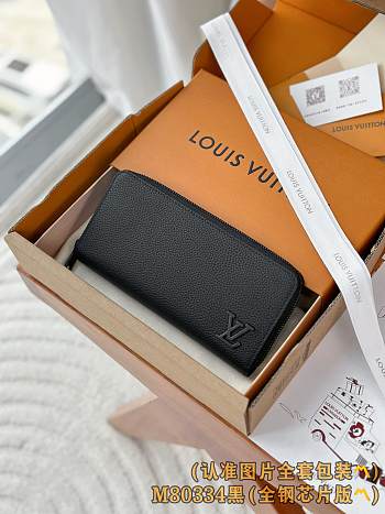 Okify Louis Vuitton Black Zippy Horizontal Aerogram Wallet M80334 21x10x2.5cm