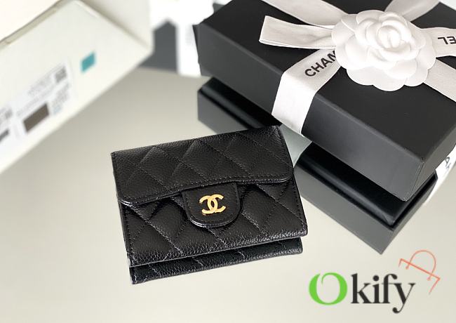 Okify CC Black Caviar Small Flap Wallet 11x7.5x2cm - 1