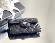 Okify CC Black Lambskin Small Flap Wallet With Silver Hardware 11x7.5x2cm - 6