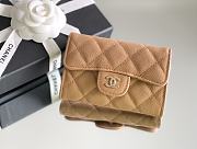 Okify CC Brown Caramel Caviar Small Flap Wallet 11x7.5x2cm - 1
