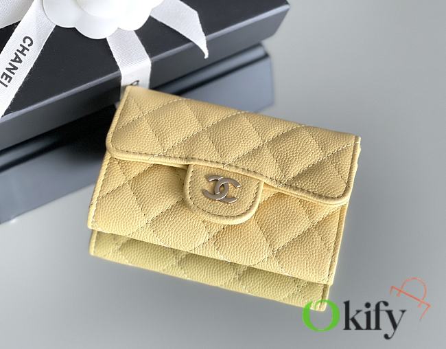 Okify CC Yellow Caviar Small Flap Wallet 11x7.5x2cm - 1