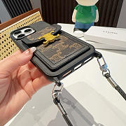 Okify Celine Black Phone Case With Card Holder And Strap  - 5