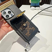 Okify Celine Black Phone Case With Card Holder And Strap  - 4