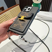 Okify Celine Black Phone Case With Card Holder And Strap  - 3