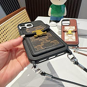 Okify Celine Black Phone Case With Card Holder And Strap  - 2