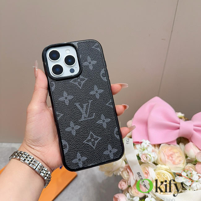 Okify Louis Vuitton Black Phone Case With Monogram  - 1