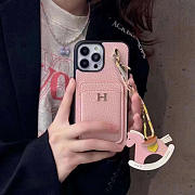 Okify Hermes Pink Phone Case With Horse Charm  - 1