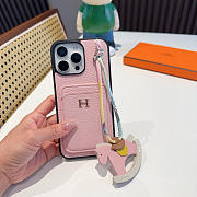 Okify Hermes Pink Phone Case With Horse Charm  - 4