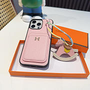 Okify Hermes Pink Phone Case With Horse Charm  - 3