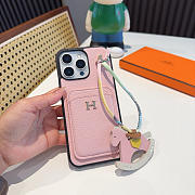 Okify Hermes Pink Phone Case With Horse Charm  - 2