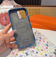 Okify Louis Vuitton Denim Blue Phone Case With Card Holder And Strap - 3