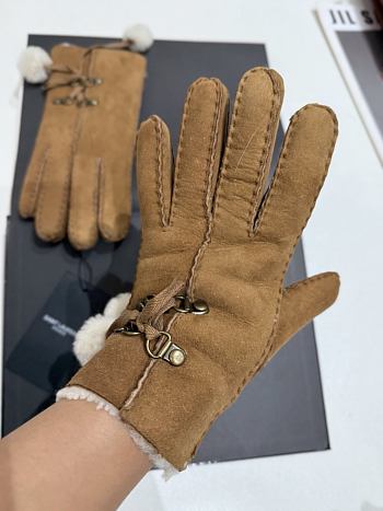 Okify YSL Brown Fur Gloves 