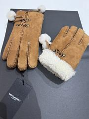 Okify YSL Brown Fur Gloves  - 3