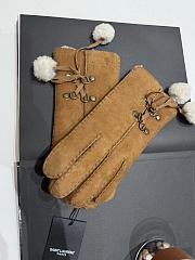 Okify YSL Brown Fur Gloves  - 5