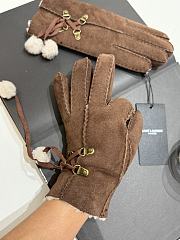 Okify YSL Dark Brown Fur Gloves  - 5