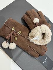 Okify YSL Dark Brown Fur Gloves  - 2
