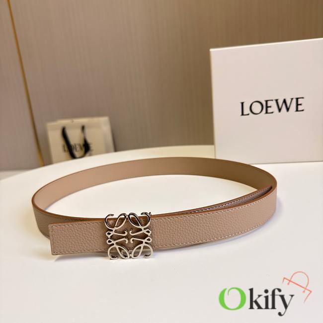 Okify Loewe Beige Belt With Silver Hardware 2.8cm  - 1