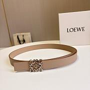 Okify Loewe Beige Belt With Silver Hardware 2.8cm  - 1