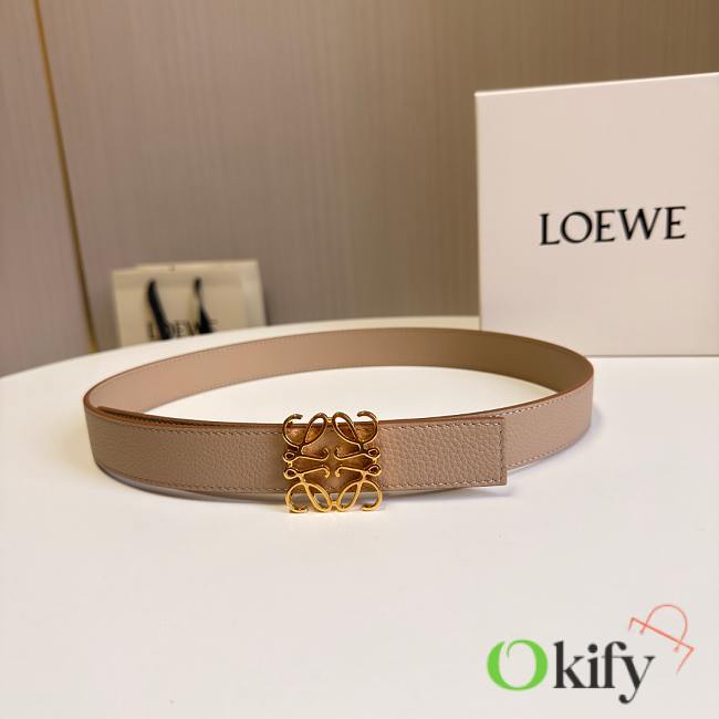 Okify Loewe Beige Belt With Gold Hardware 2.8cm  - 1