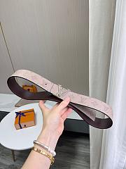 Okify Louis Vuitton Beige Monogram Belt With Silver Hardware 4cm - 5
