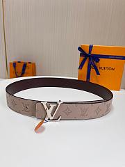Okify Louis Vuitton Beige Monogram Belt With Silver Hardware 4cm - 1