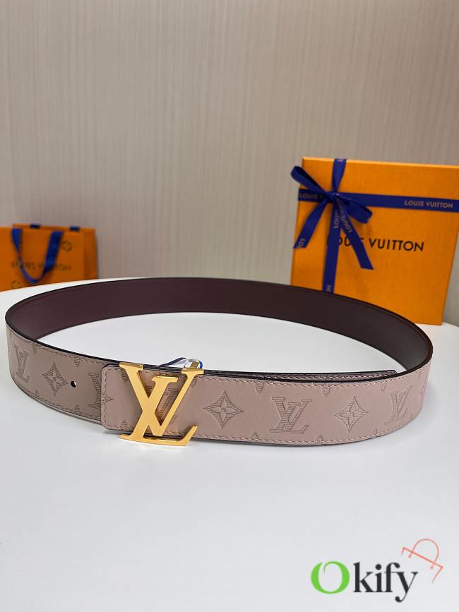 Okify Louis Vuitton Beige Monogram Belt With Gold Hardware 4cm - 1