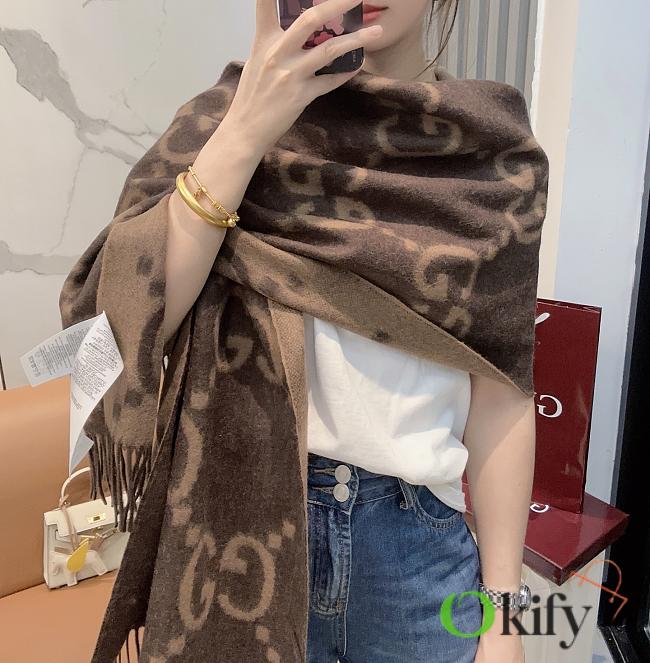 Okify Gucci Brown Cashmere Scarf 200x45cm - 1