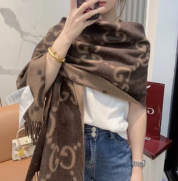 Okify Gucci Brown Cashmere Scarf 200x45cm