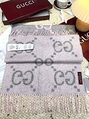 Okify Gucci Pink And Gray Cashmere Scarf 200x45cm - 6